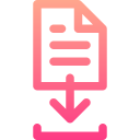 bright orange-pink line drawn file download icon