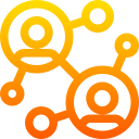 Bright yellow-orange icon showing two profile pictures connected